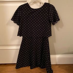 Topshop Black print dress with scalloped detailing